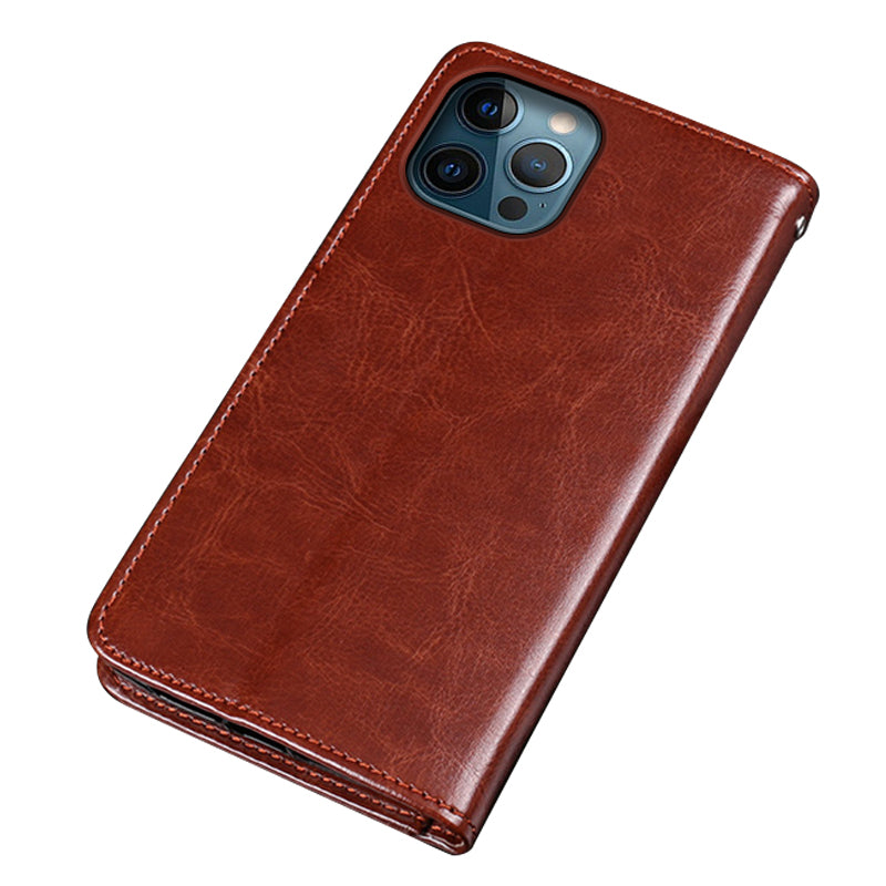IDEWEI Crazy Horse Texture Folio Flip Leather Protective Phone Case Shell for iPhone 13 Pro Max 6.7 inch
