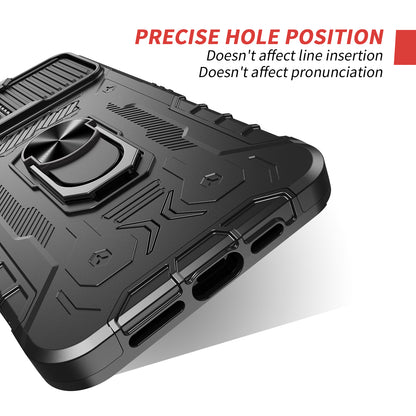 All-round Protection Hard PC + TPU Hybrid Phone Case Cover with Tempered Glass Film Kickstand for iPhone 13 Pro Max 6.7 inch