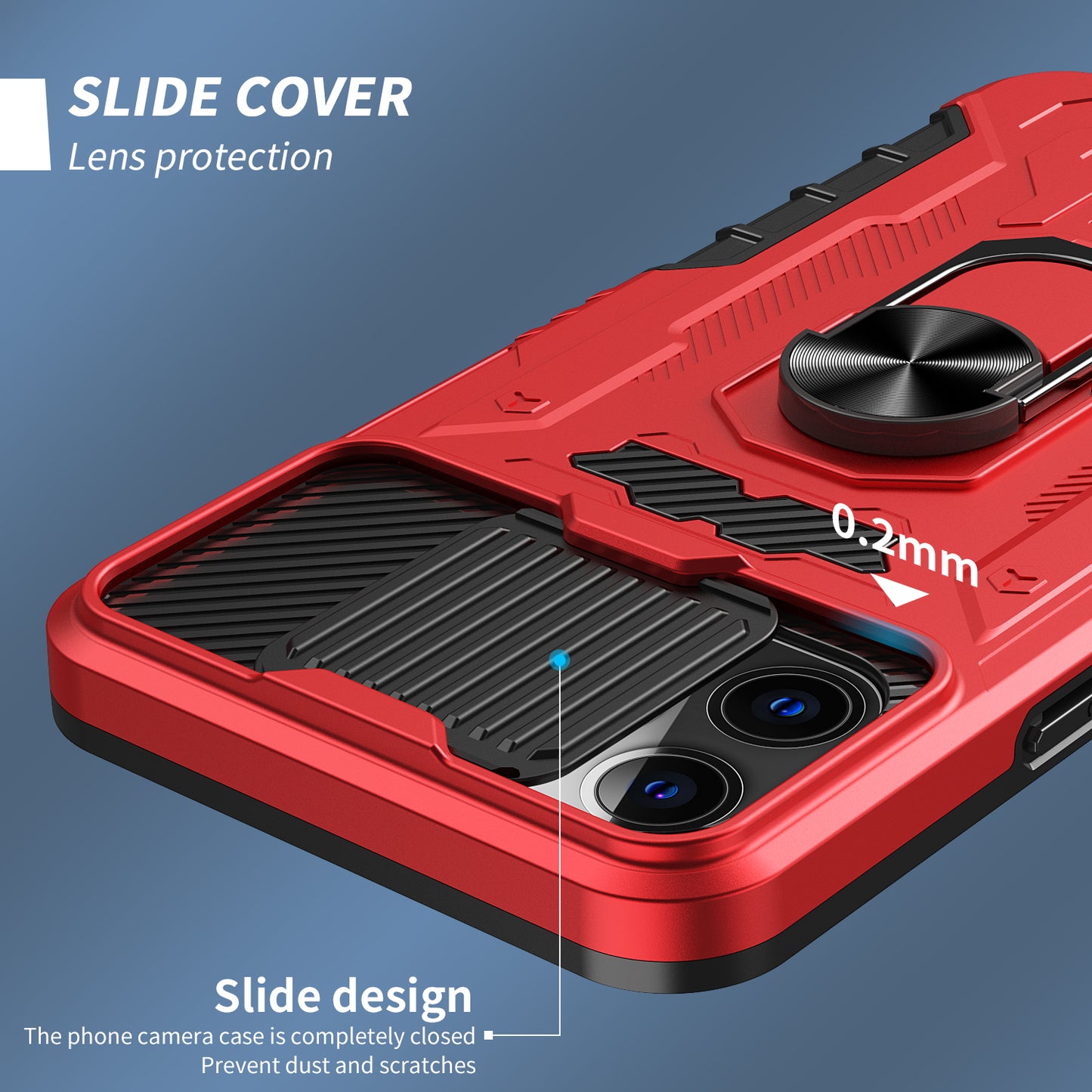 All-round Protection Hard PC + TPU Hybrid Phone Case Cover with Tempered Glass Film Kickstand for iPhone 13 Pro Max 6.7 inch