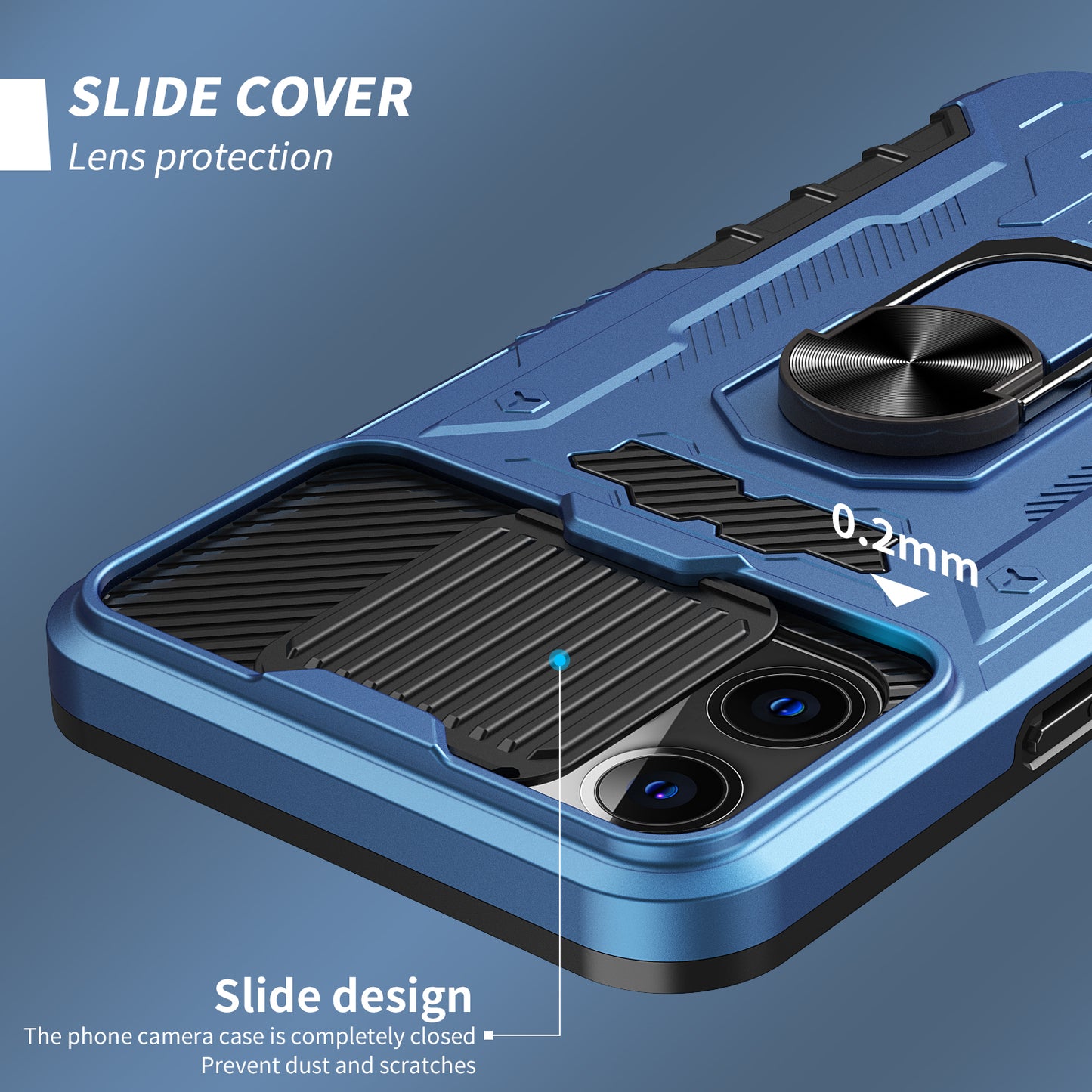 All-round Protection Hard PC + TPU Hybrid Phone Case Cover with Tempered Glass Film Kickstand for iPhone 13 Pro Max 6.7 inch