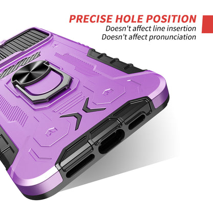 All-round Protection Hard PC + TPU Hybrid Phone Case Cover with Tempered Glass Film Kickstand for iPhone 13 Pro Max 6.7 inch