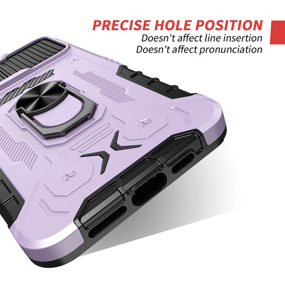 All-round Protection Hard PC + TPU Hybrid Phone Case Cover with Tempered Glass Film Kickstand for iPhone 13 Pro Max 6.7 inch