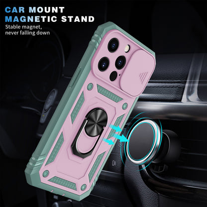 Anti-Drop Well-Protected Camera Slider Design Metal Kickstand 3-in-1 TPU + PC Phone Cover Case for iPhone 13 Pro 6.1 inch