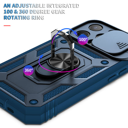 Card Slot Design Anti-Fall Camera Slider Metal Kickstand 3-in-1 TPU + PC Phone Cover Case for iPhone 13 Pro Max 6.7 inch