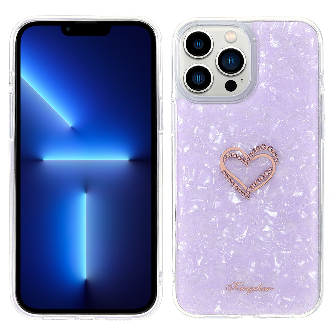 KINGXBAR Rhinestone Decoration Exquisite Epoxy Pattern TPU + PC Hybrid Phone Cover Case for iPhone 13 Pro 6.1 inch