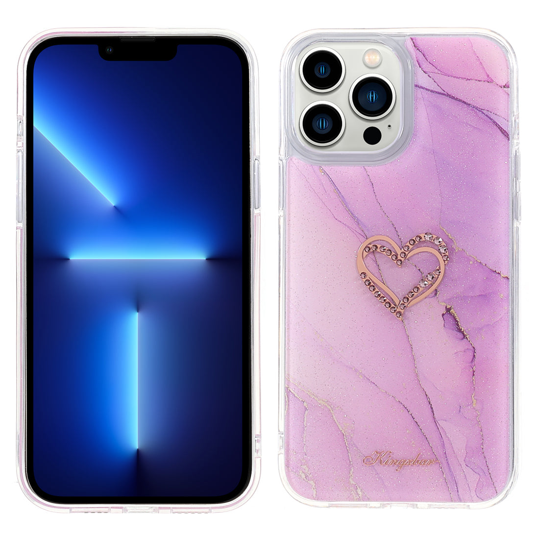 KINGXBAR Rhinestone Decoration Exquisite Epoxy Pattern TPU + PC Hybrid Phone Cover Case for iPhone 13 Pro 6.1 inch