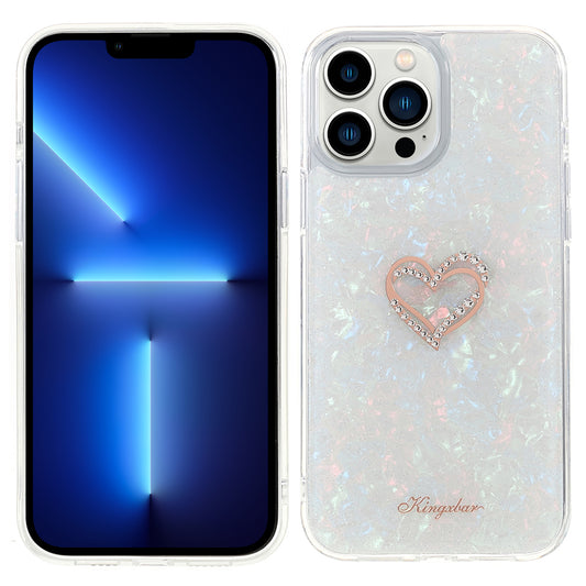 KINGXBAR Rhinestone Decoration Exquisite Epoxy Pattern TPU + PC Hybrid Phone Cover Case for iPhone 13 Pro 6.1 inch
