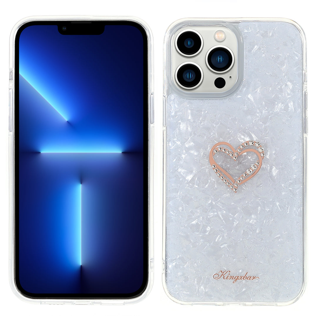 KINGXBAR Exquisite Epoxy Pattern Drop-Resistant TPU + PC Hybrid Phone Cover Case for iPhone 13 Pro Max 6.7 inch