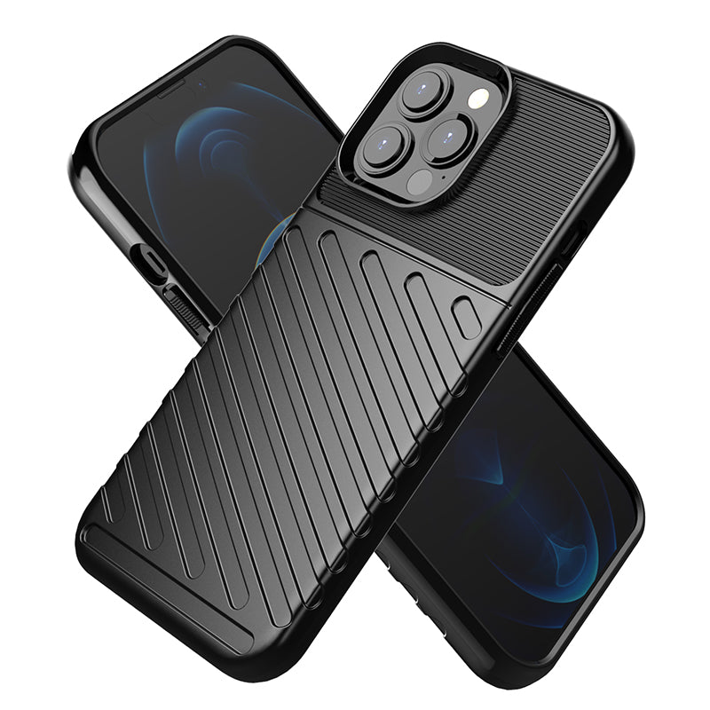 Thunder Series Twill Texture TPU Thicken Cell Phone Back Case for iPhone 13 Pro Max 6.7 inch