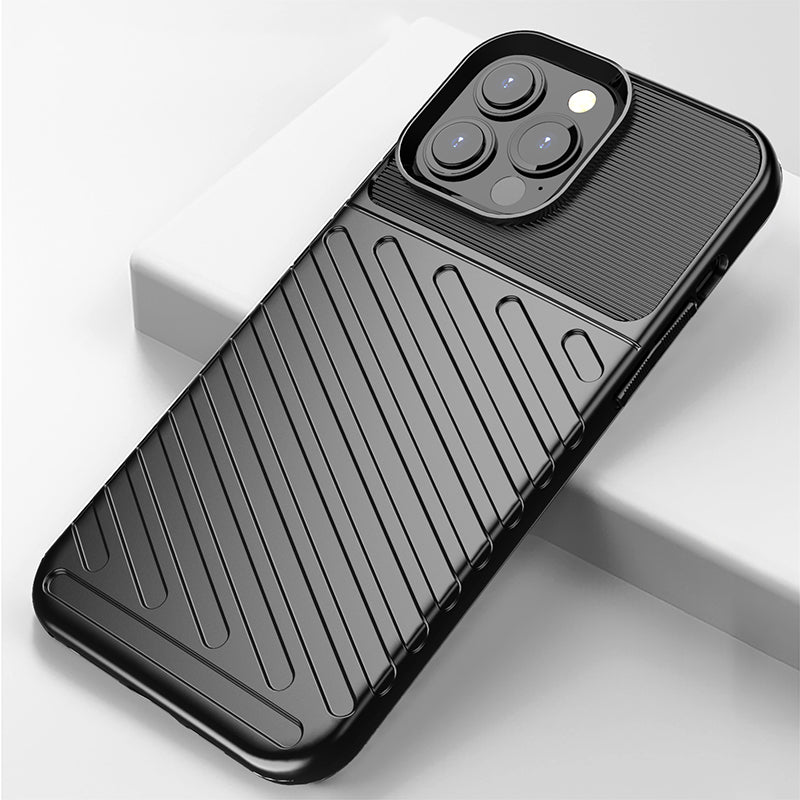 Thunder Series Twill Texture TPU Thicken Cell Phone Back Case for iPhone 13 Pro Max 6.7 inch