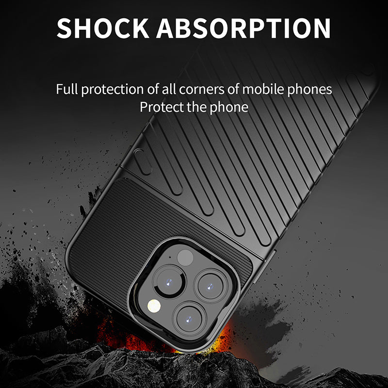 Thunder Series Twill Texture TPU Thicken Cell Phone Back Case for iPhone 13 Pro Max 6.7 inch