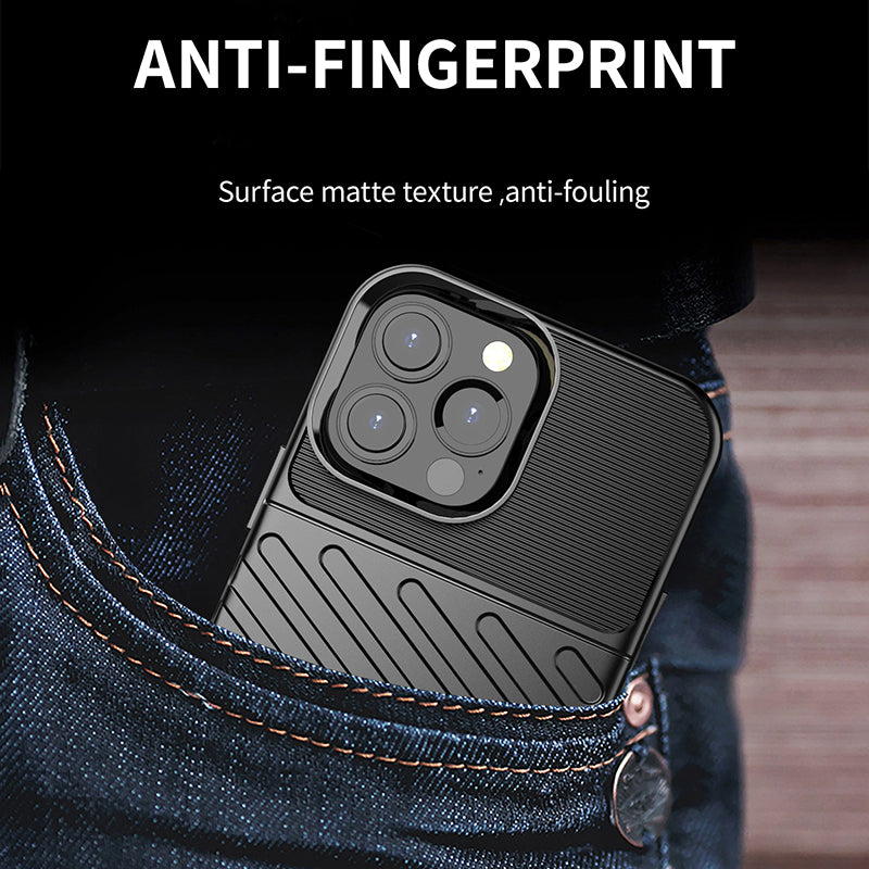 Thunder Series Twill Texture TPU Thicken Cell Phone Back Case for iPhone 13 Pro Max 6.7 inch