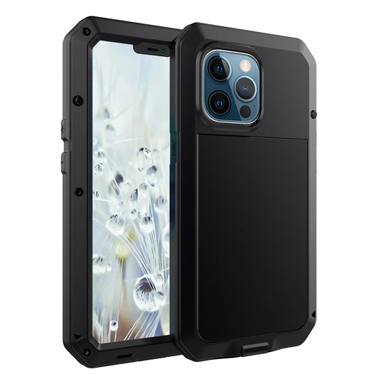 Tank Series Heavy Duty Sturdy Protection Hybrid Metal Case with Built-in Tempered Glass Film for iPhone 13 Pro Max 6.7 inch