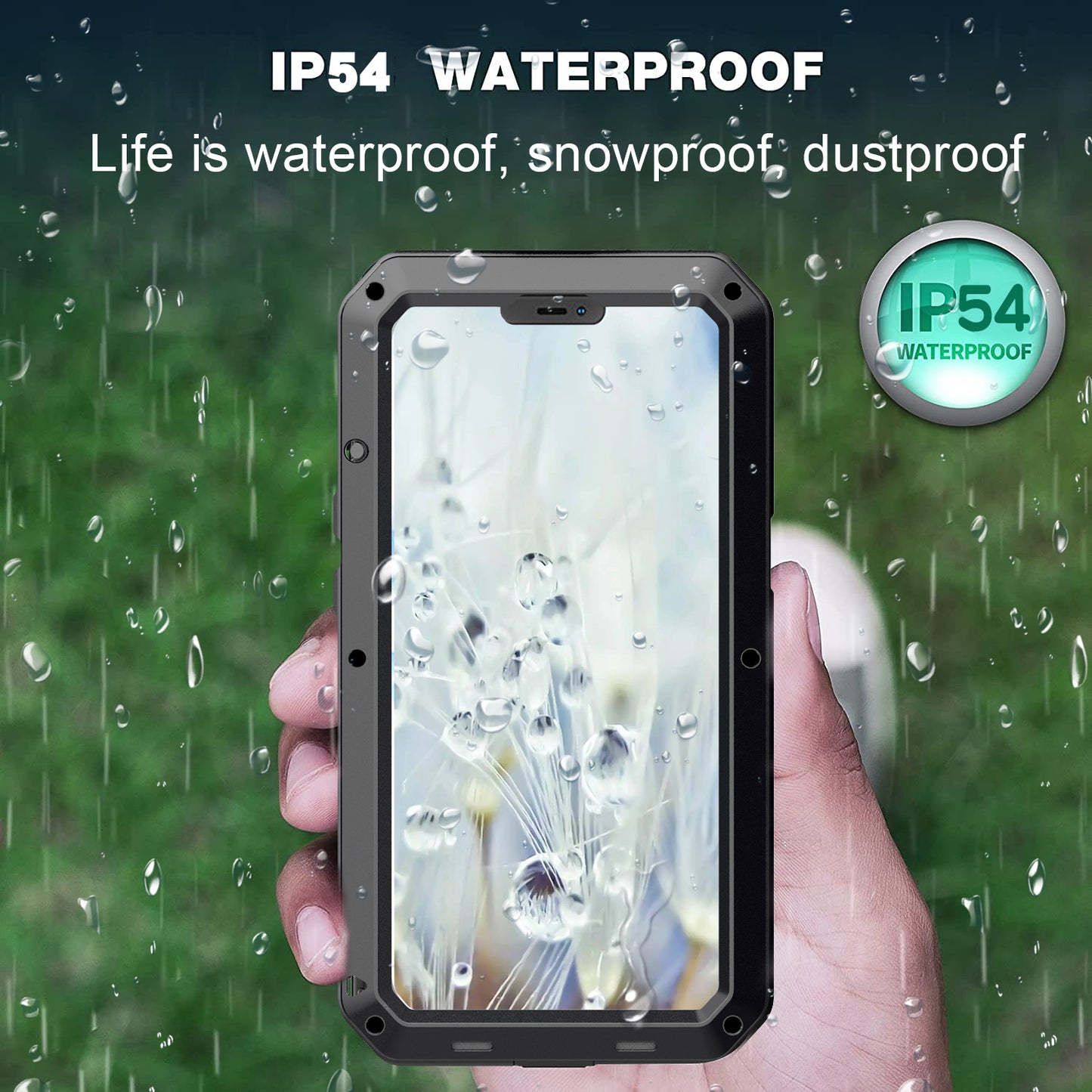 Tank Series Heavy Duty Sturdy Protection Hybrid Metal Case with Built-in Tempered Glass Film for iPhone 13 Pro Max 6.7 inch