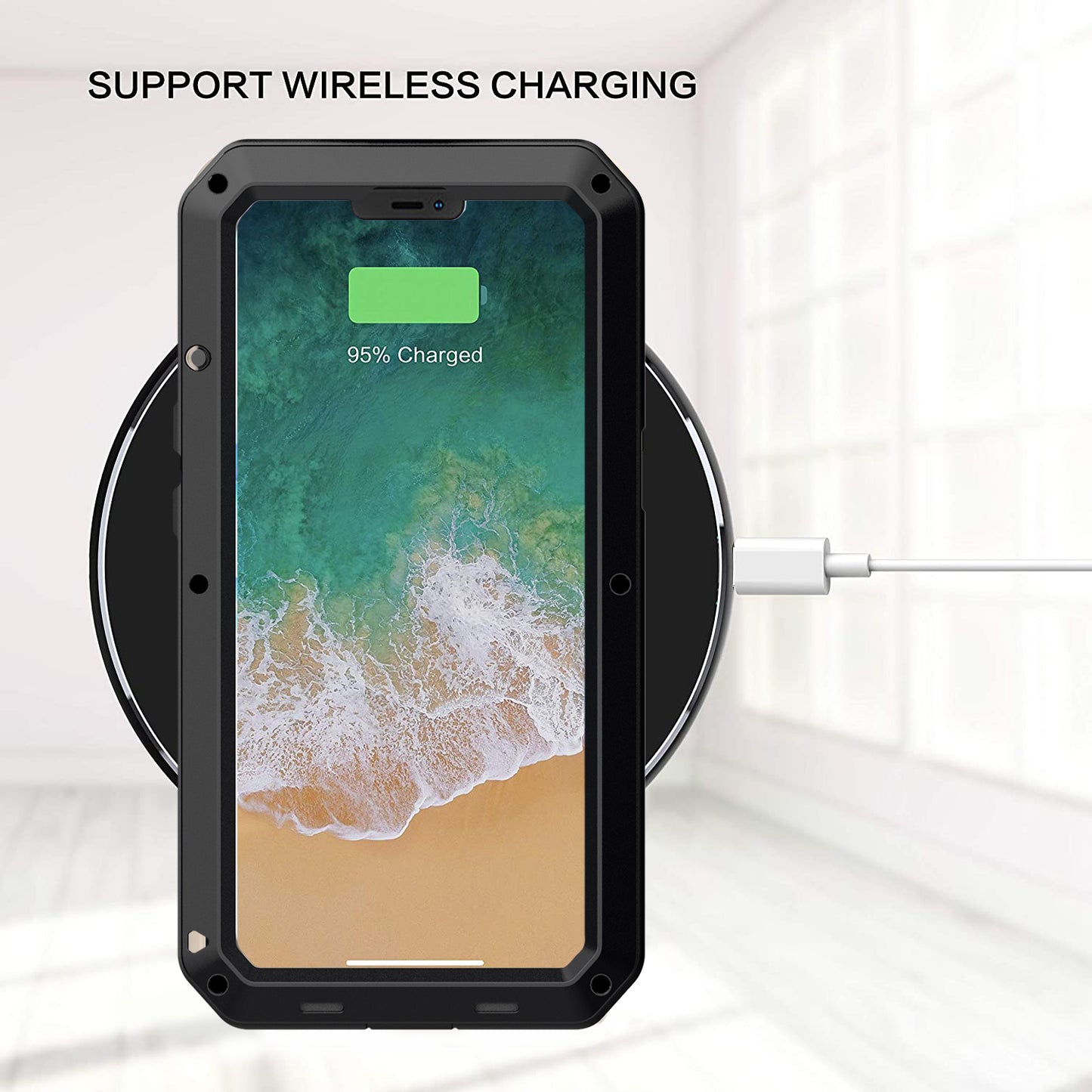 Tank Series Heavy Duty Sturdy Protection Hybrid Metal Case with Built-in Tempered Glass Film for iPhone 13 Pro Max 6.7 inch