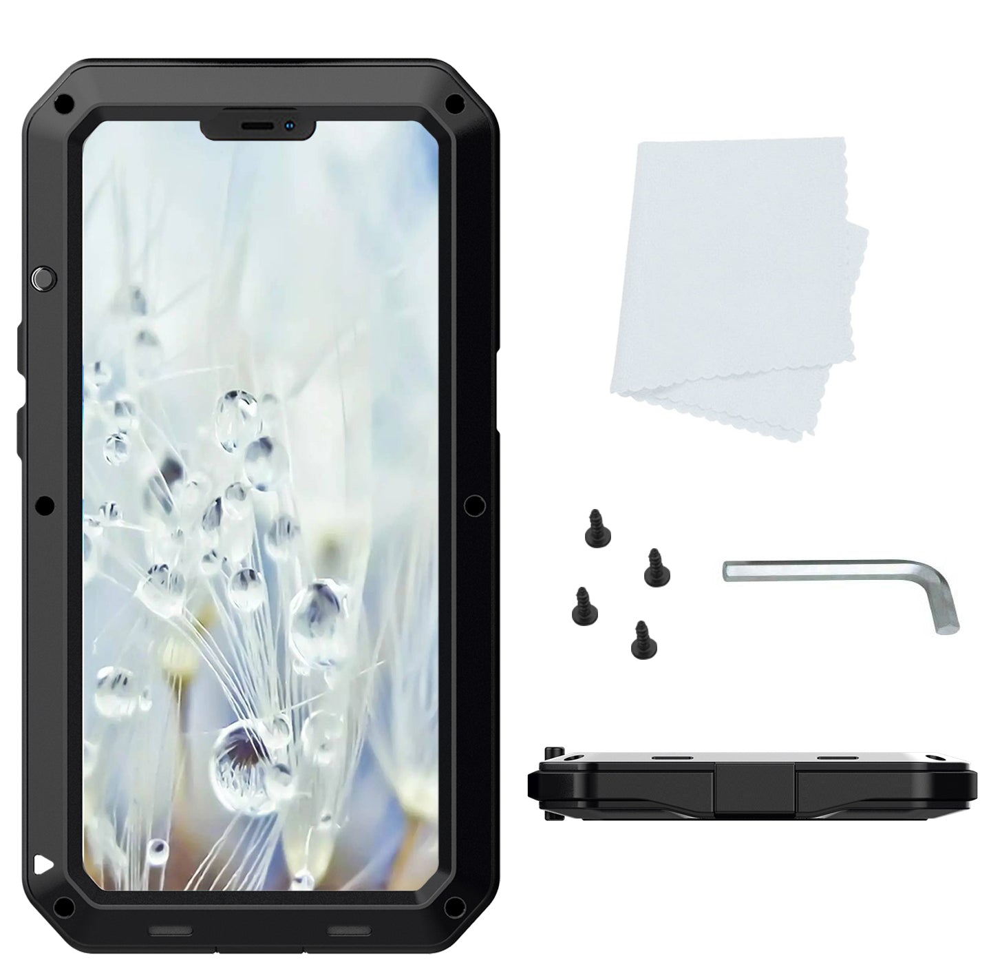 Tank Series Heavy Duty Sturdy Protection Hybrid Metal Case with Built-in Tempered Glass Film for iPhone 13 Pro Max 6.7 inch