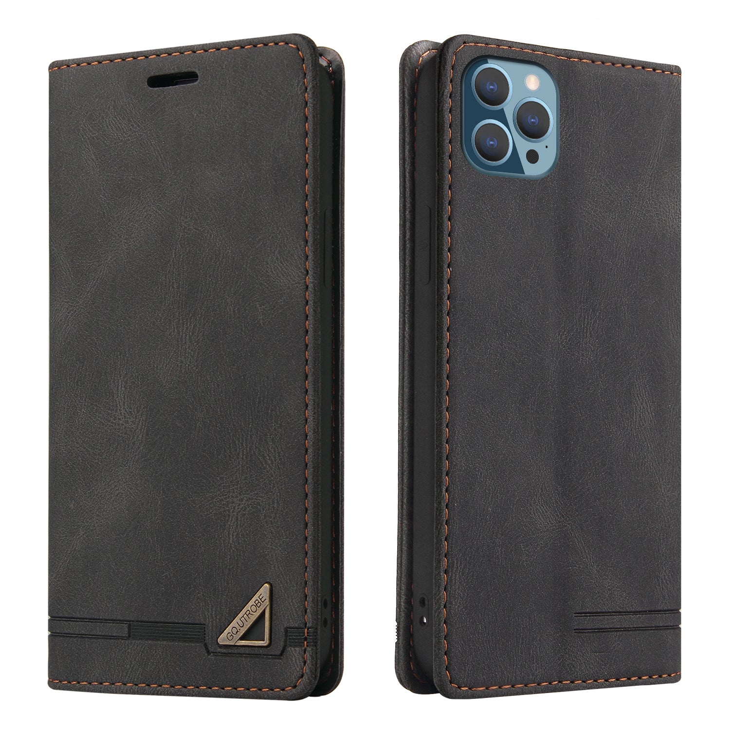 GQ.UTROBE 008 Series Full-Protective Leather Phone Auto-Absorbed Shell Case with RFID Blocking Technology for iPhone 13 Pro Max 6.7 inch