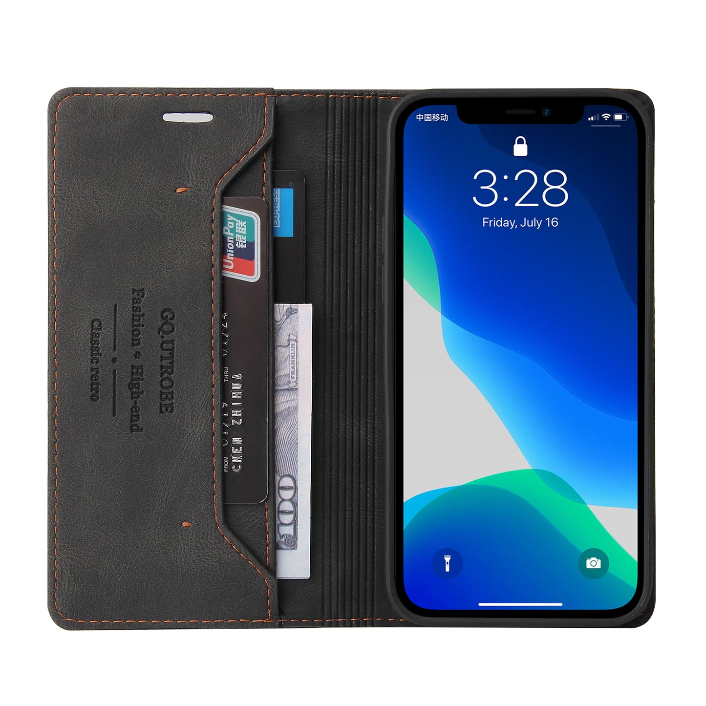 GQ.UTROBE 008 Series Full-Protective Leather Phone Auto-Absorbed Shell Case with RFID Blocking Technology for iPhone 13 Pro Max 6.7 inch