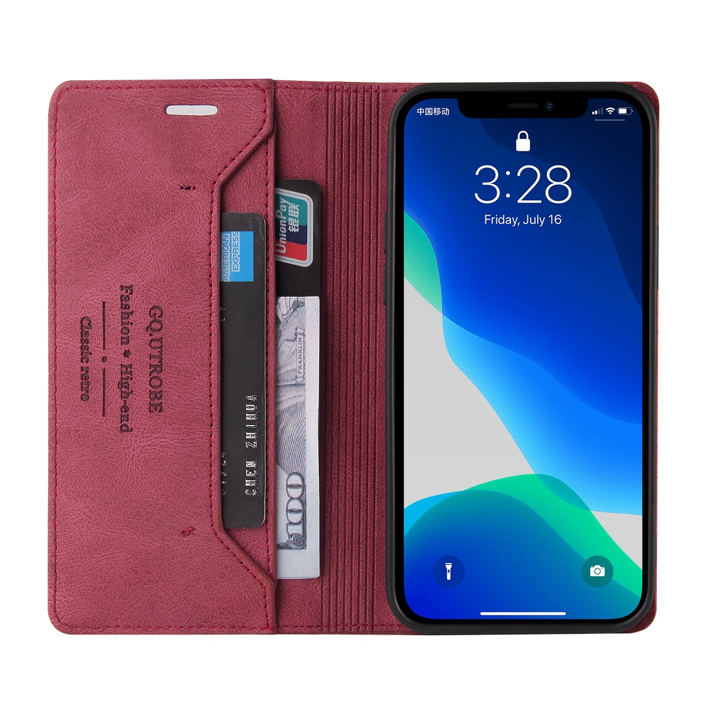 GQ.UTROBE 008 Series Full-Protective Leather Phone Auto-Absorbed Shell Case with RFID Blocking Technology for iPhone 13 Pro Max 6.7 inch