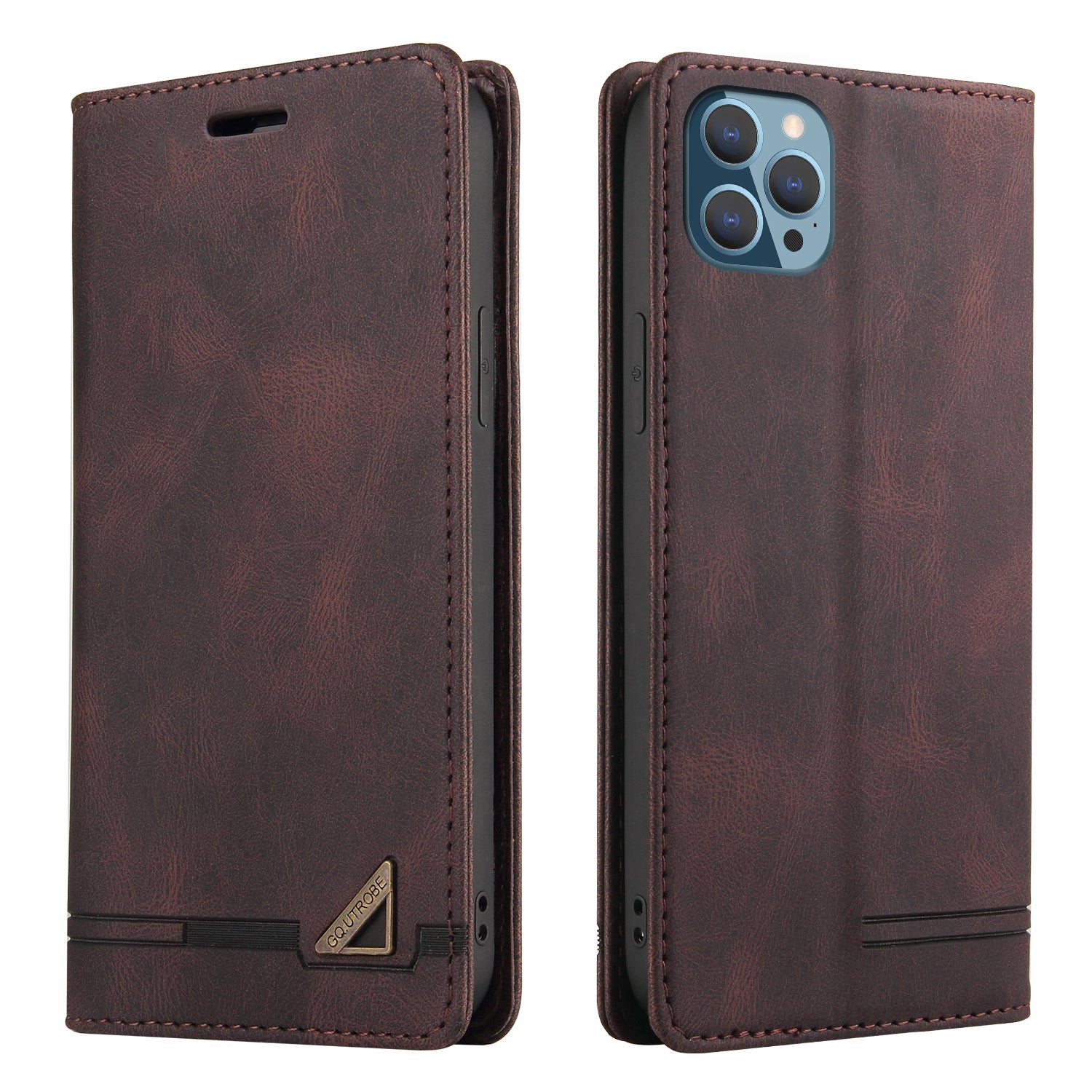 GQ.UTROBE 008 Series Full-Protective Leather Phone Auto-Absorbed Shell Case with RFID Blocking Technology for iPhone 13 Pro Max 6.7 inch