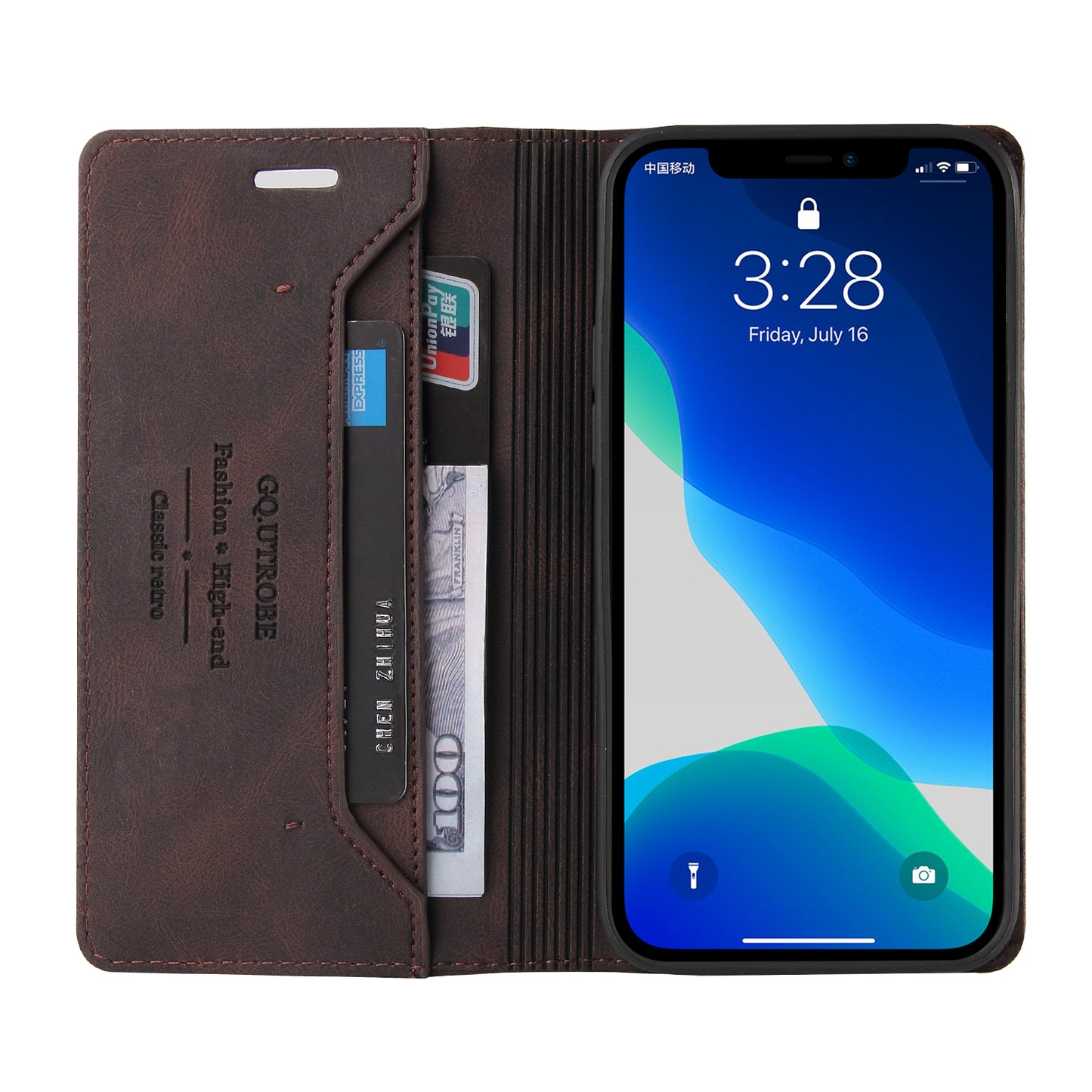 GQ.UTROBE 008 Series Full-Protective Leather Phone Auto-Absorbed Shell Case with RFID Blocking Technology for iPhone 13 Pro Max 6.7 inch