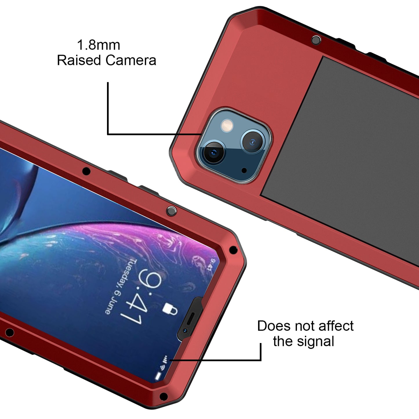 Tank Series Full-Body Protective Shockproof Waterproof Metal Case with Built-in Tempered  Glass Screen Protector for iPhone 13 mini 5.4 inch
