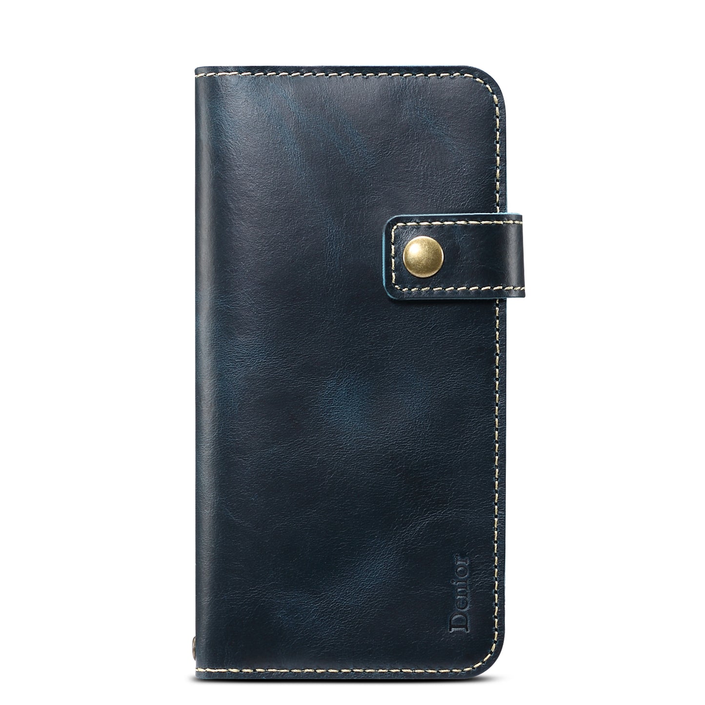 DENIOR Stand Wallet Design Cowhide Leather Full Protection Phone Cover Case for iPhone 13 Pro 6.1 inch