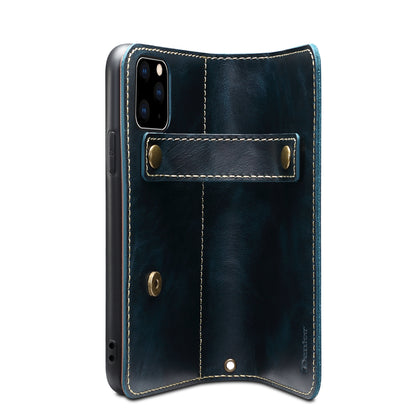 DENIOR Stand Wallet Design Cowhide Leather Full Protection Phone Cover Case for iPhone 13 Pro 6.1 inch
