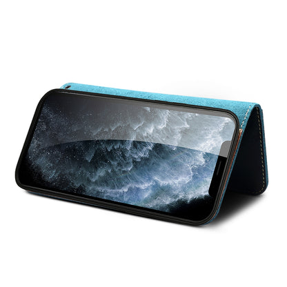 DENIOR Stand Wallet Design Cowhide Leather Full Protection Phone Cover Case for iPhone 13 Pro 6.1 inch