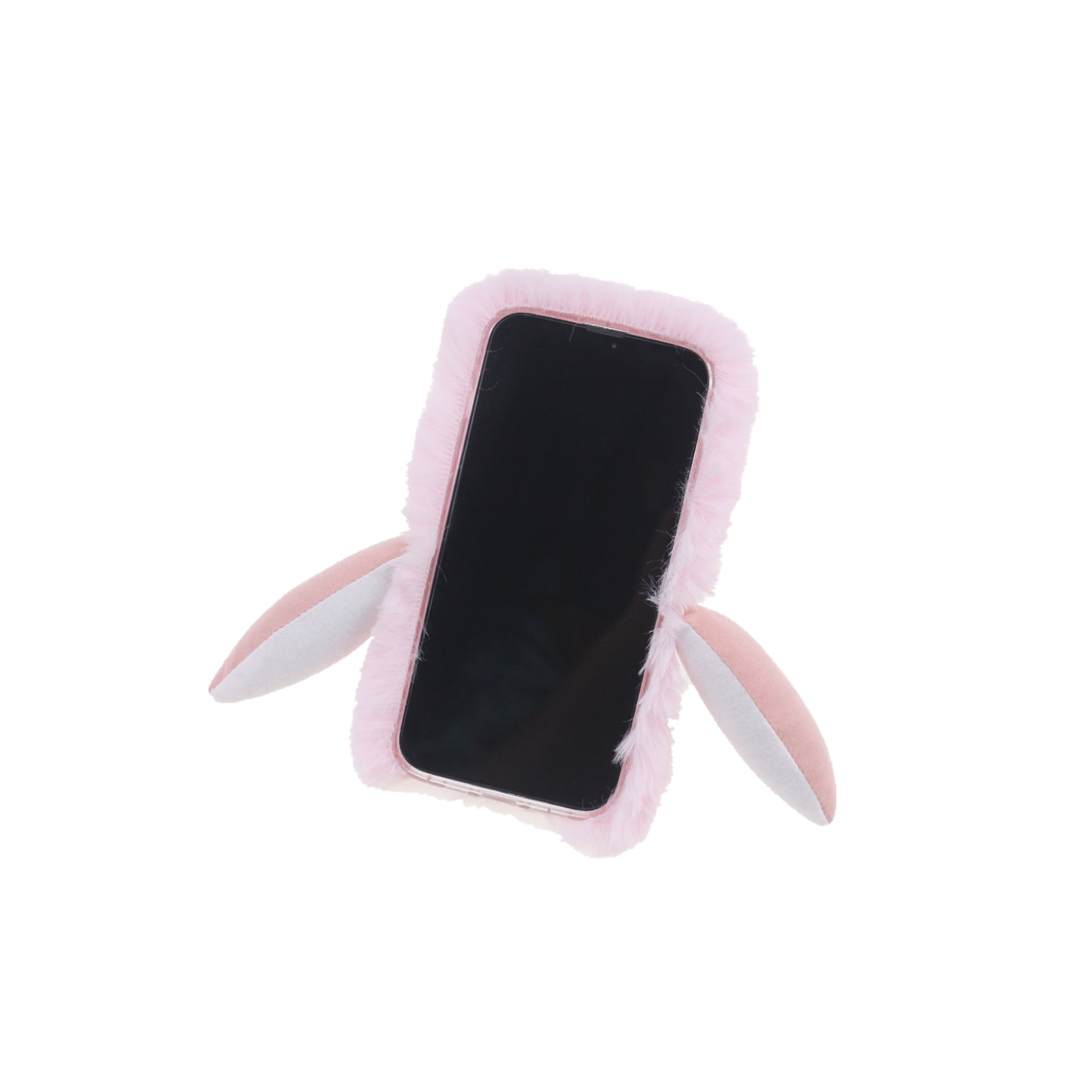 Cute Plush Cartoon Penguin Funny TPU Shell Warm Furry Shockproof Protective Cover with Bling Crystal Rhinestone Bow Knot for iPhone 13 Pro 6.1 inch