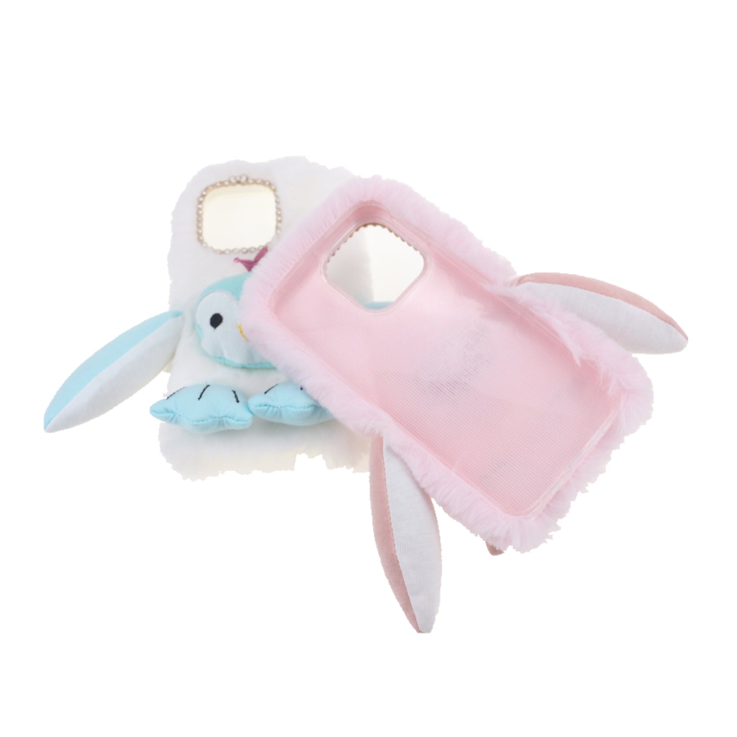 Cute Plush Cartoon Penguin Funny TPU Shell Warm Furry Shockproof Protective Cover with Bling Crystal Rhinestone Bow Knot for iPhone 13 Pro 6.1 inch
