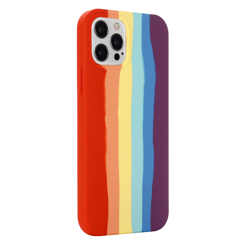 Rainbow Slim Fit Shockproof Anti-Scratch Soft Liquid Silicone Back Case for iPhone 13 Pro Max 6.7 inch
