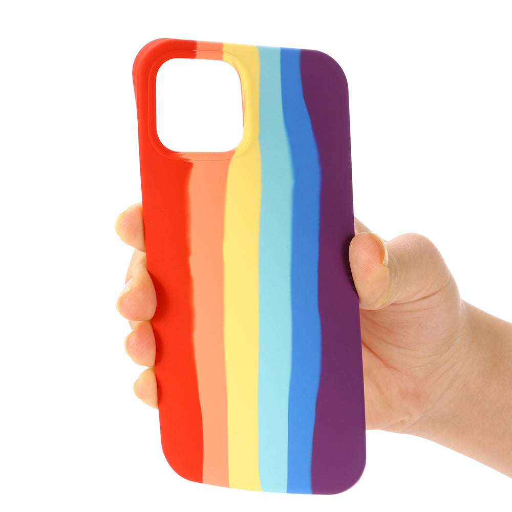 Rainbow Slim Fit Shockproof Anti-Scratch Soft Liquid Silicone Back Case for iPhone 13 Pro Max 6.7 inch