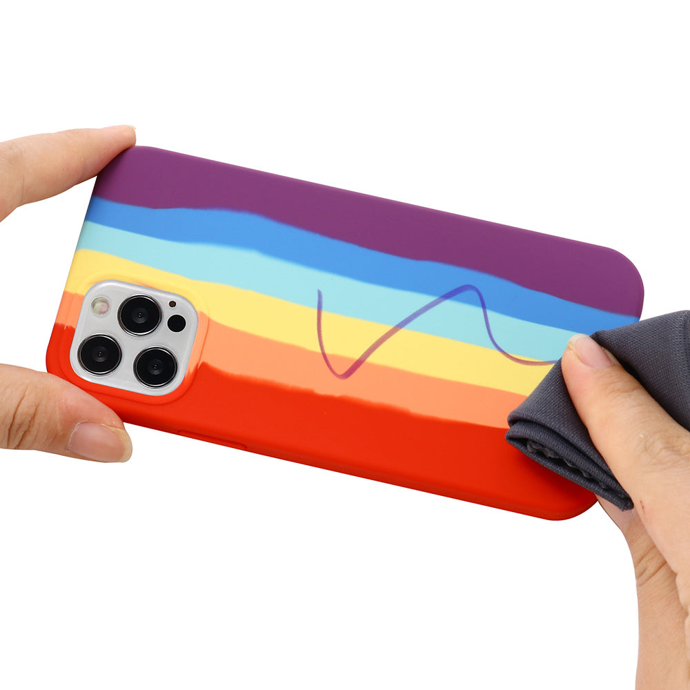 Rainbow Slim Fit Shockproof Anti-Scratch Soft Liquid Silicone Back Case for iPhone 13 Pro Max 6.7 inch