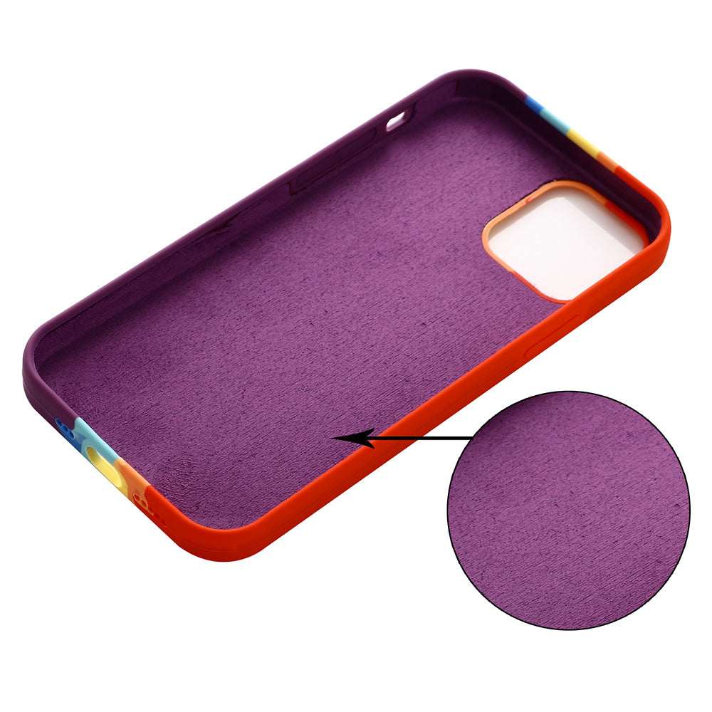 Rainbow Slim Fit Shockproof Anti-Scratch Soft Liquid Silicone Back Case for iPhone 13 Pro Max 6.7 inch