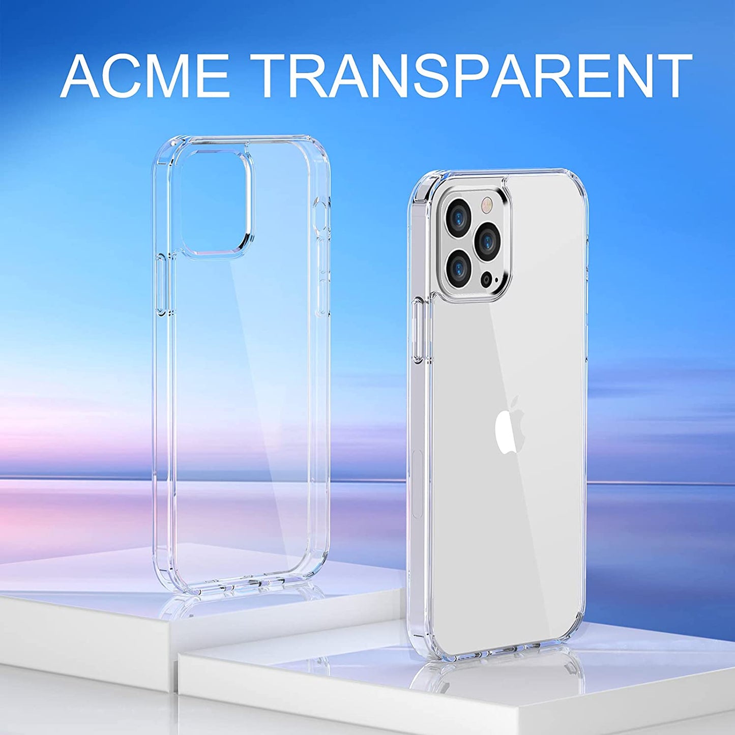 Transparent TPU Phone Case with Tempered Glass Screen Protector and Camera Lens Protector for iPhone 13 Pro Max 6.7 inch