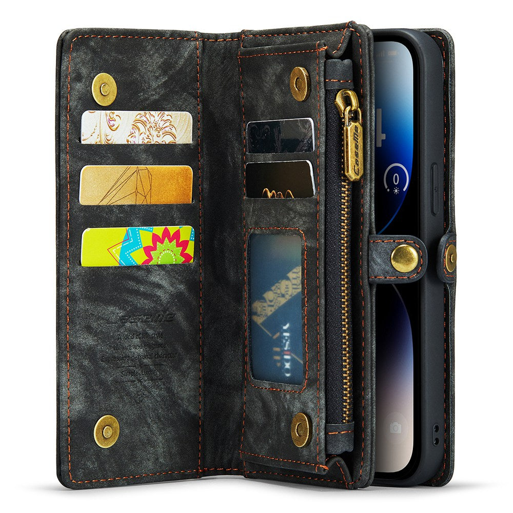 CASEME 008 Series Shock-Absorbed Detachable 2-in-1 Multi-function TPU + Split Leather Phone Wallet Stand Shell for iPhone 13 Pro Max 6.7 inch