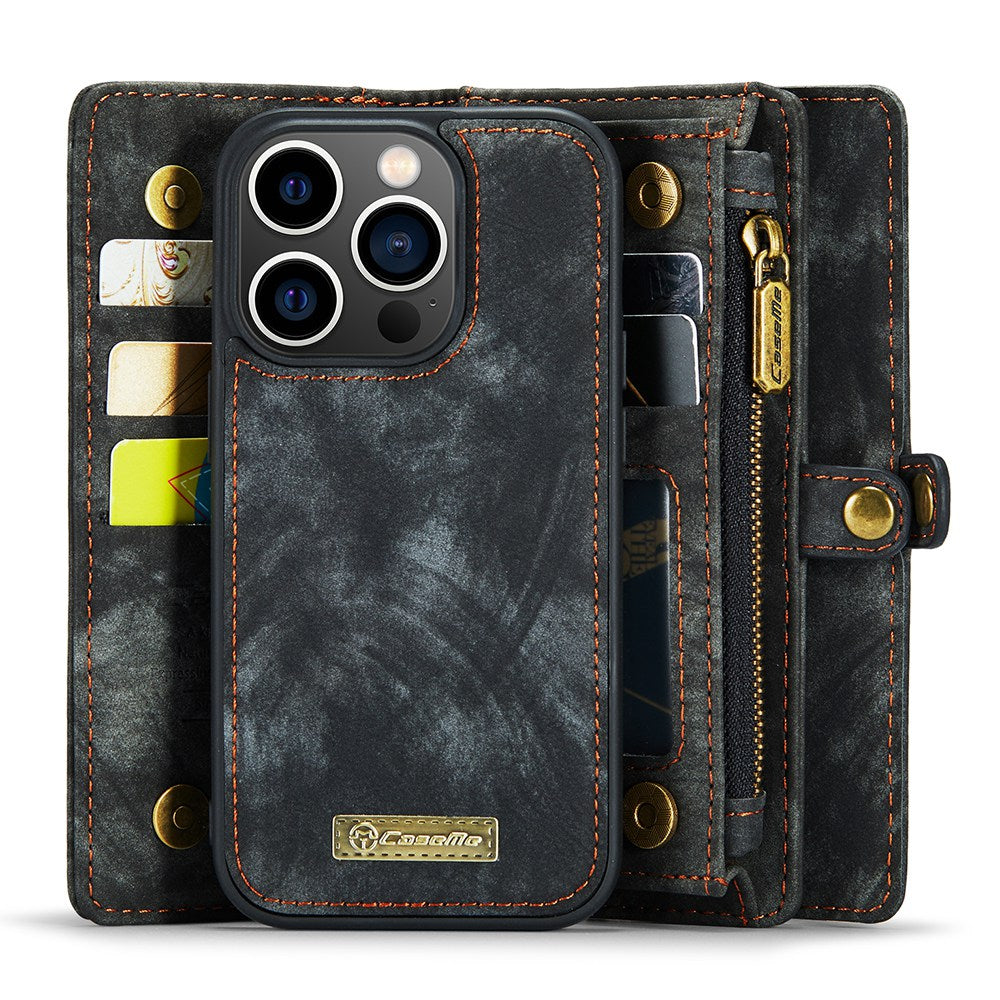 CASEME 008 Series Shock-Absorbed Detachable 2-in-1 Multi-function TPU + Split Leather Phone Wallet Stand Shell for iPhone 13 Pro Max 6.7 inch