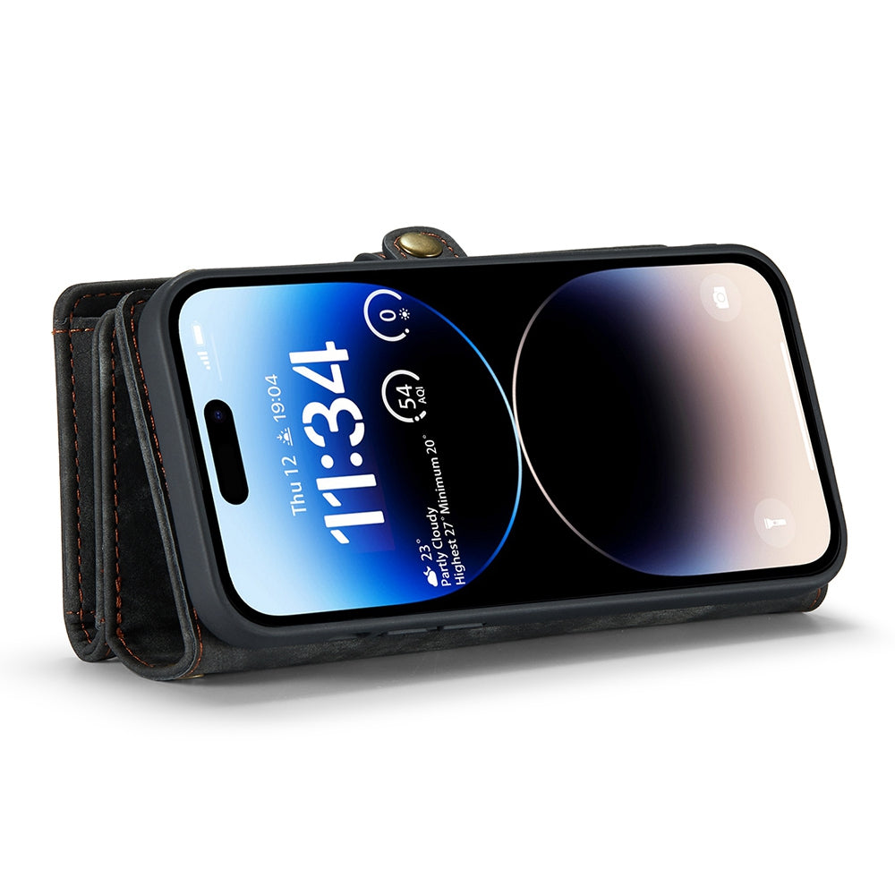CASEME 008 Series Shock-Absorbed Detachable 2-in-1 Multi-function TPU + Split Leather Phone Wallet Stand Shell for iPhone 13 Pro Max 6.7 inch