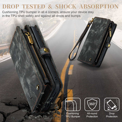 CASEME 008 Series Shock-Absorbed Detachable 2-in-1 Multi-function TPU + Split Leather Phone Wallet Stand Shell for iPhone 13 Pro Max 6.7 inch