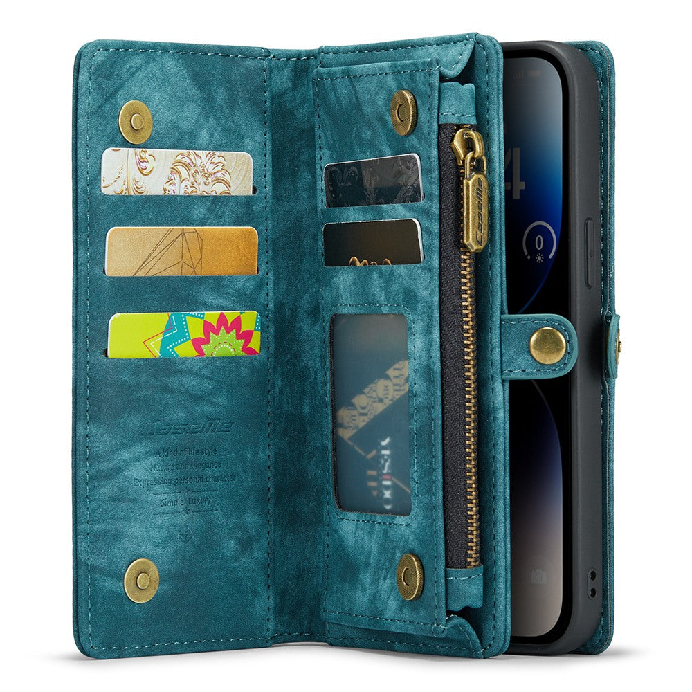 CASEME 008 Series Shock-Absorbed Detachable 2-in-1 Multi-function TPU + Split Leather Phone Wallet Stand Shell for iPhone 13 Pro Max 6.7 inch