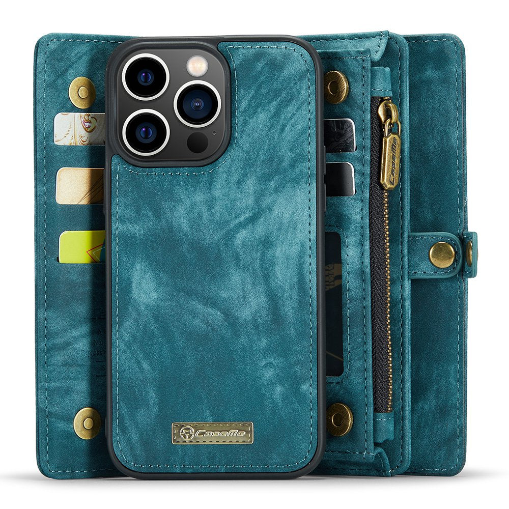 CASEME 008 Series Shock-Absorbed Detachable 2-in-1 Multi-function TPU + Split Leather Phone Wallet Stand Shell for iPhone 13 Pro Max 6.7 inch