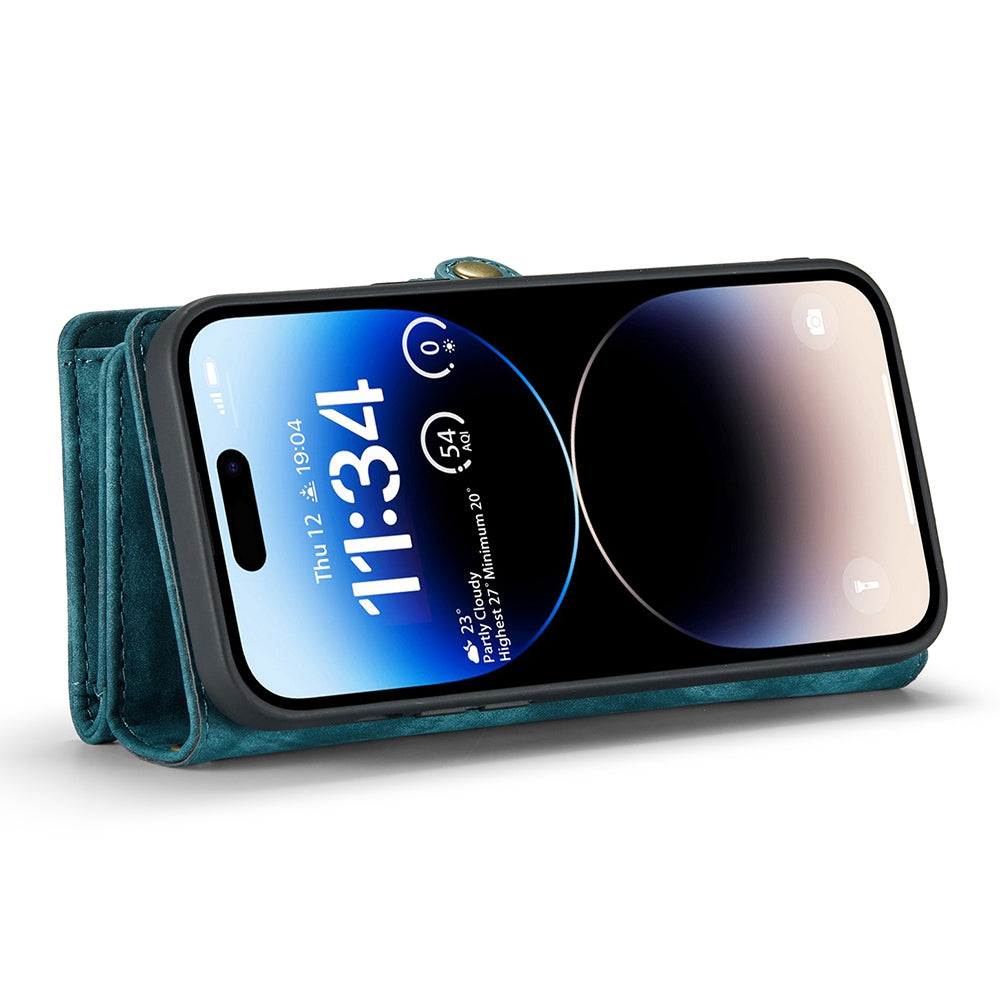 CASEME 008 Series Shock-Absorbed Detachable 2-in-1 Multi-function TPU + Split Leather Phone Wallet Stand Shell for iPhone 13 Pro Max 6.7 inch