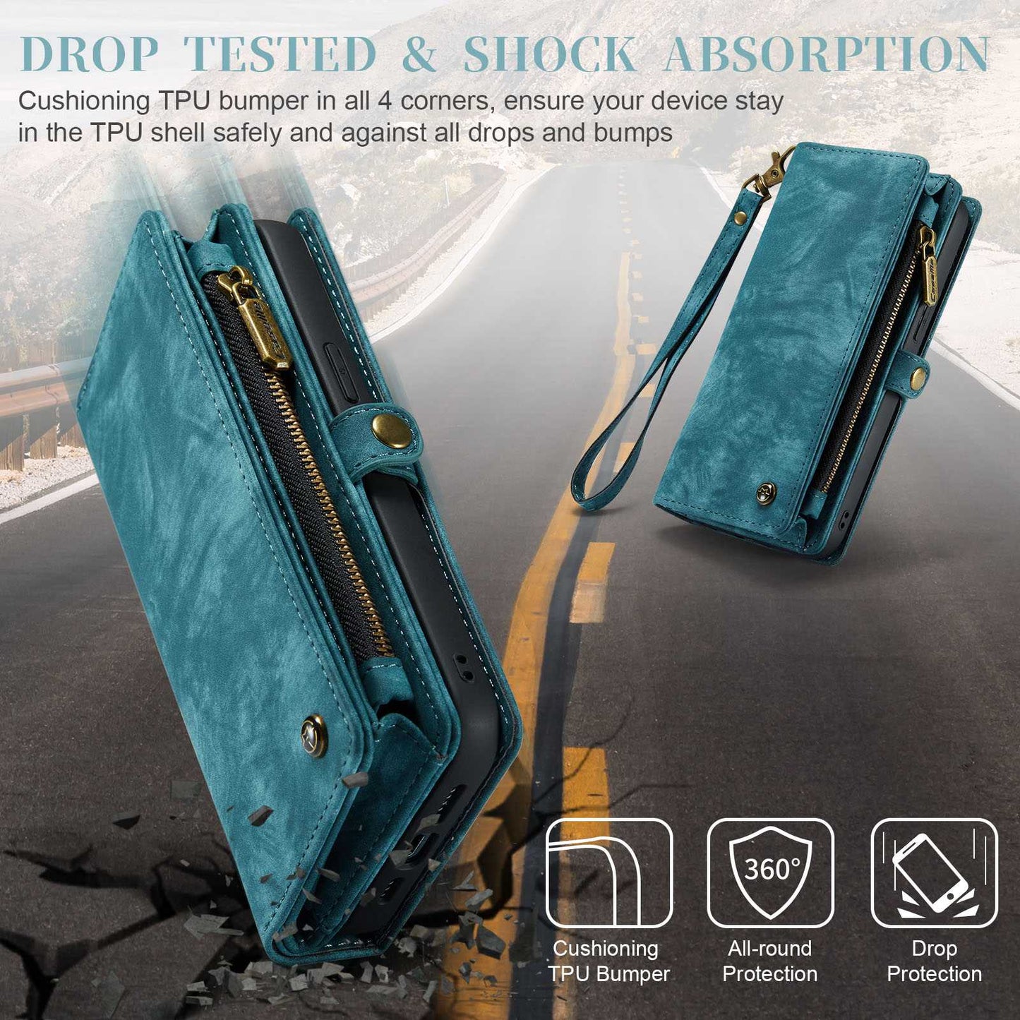 CASEME 008 Series Shock-Absorbed Detachable 2-in-1 Multi-function TPU + Split Leather Phone Wallet Stand Shell for iPhone 13 Pro Max 6.7 inch