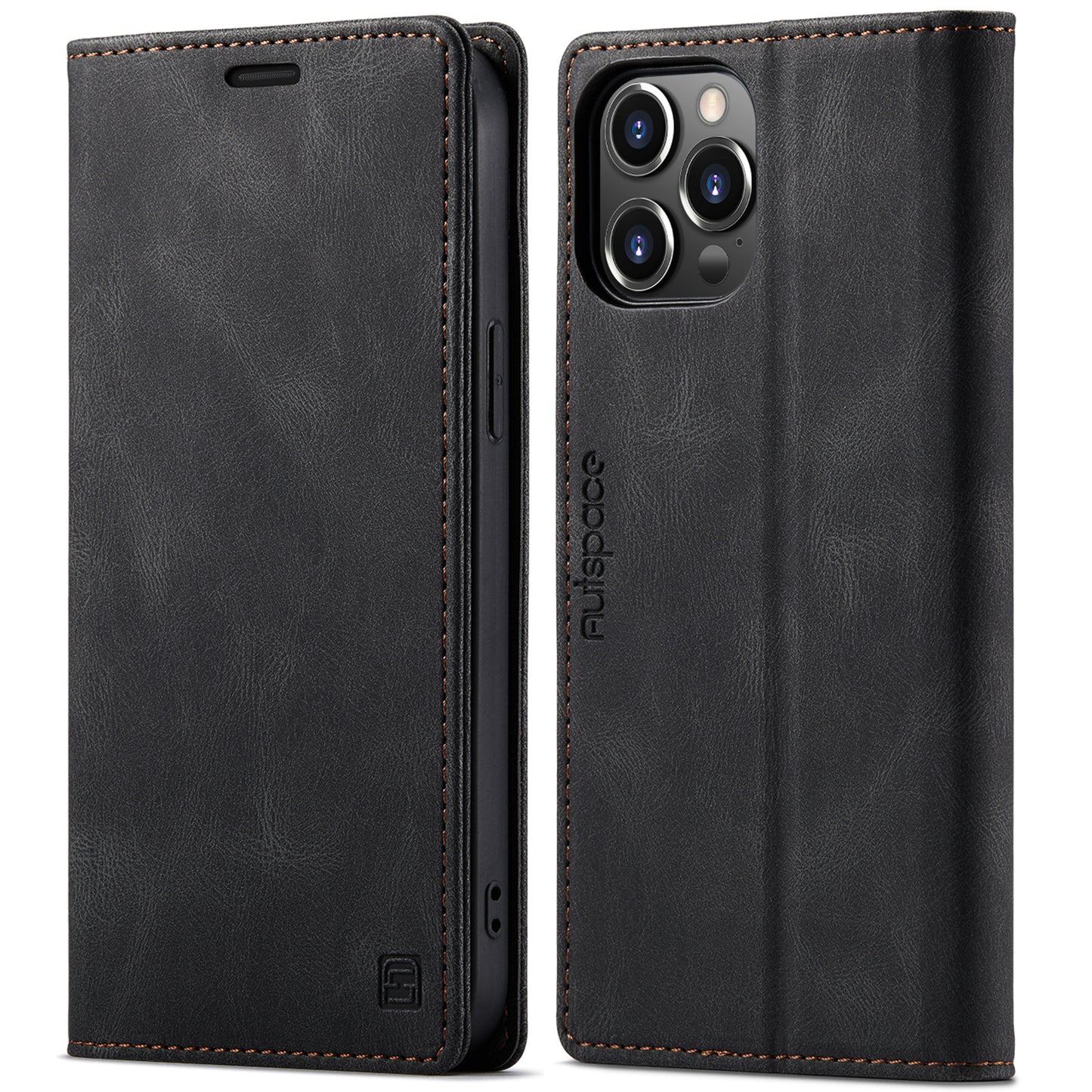 AUTSPACE A01 Series Retro Matte Leather Wallet Case with RFID Blocking Stand Flip Magnetic Cover for iPhone 13 Pro Max 6.7 inch