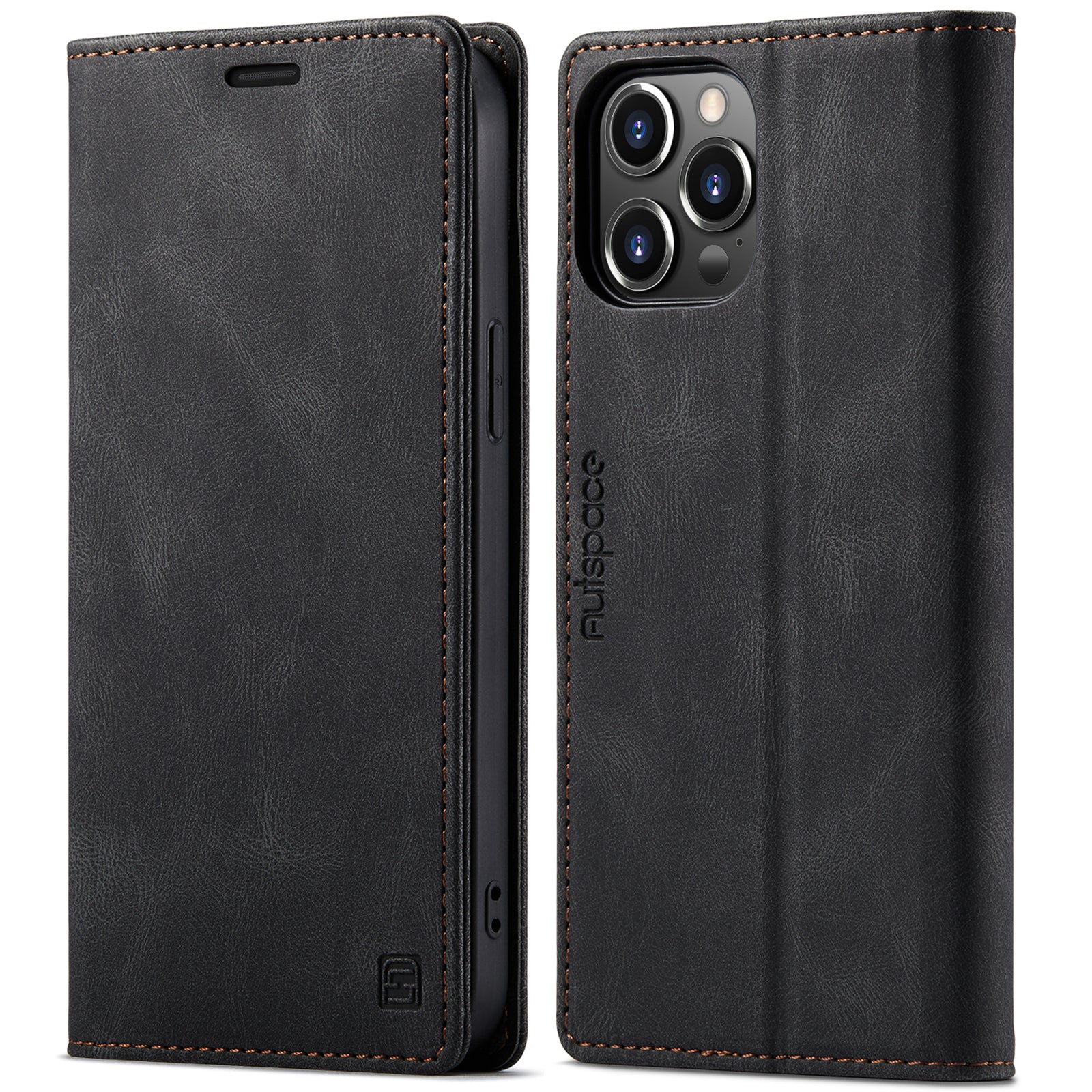 AUTSPACE A01 Series Retro Matte Leather Wallet Case with RFID Blocking Stand Flip Magnetic Cover for iPhone 13 Pro Max 6.7 inch