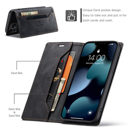 AUTSPACE A01 Series Retro Matte Leather Wallet Case with RFID Blocking Stand Flip Magnetic Cover for iPhone 13 Pro Max 6.7 inch
