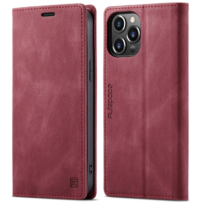 AUTSPACE A01 Series Retro Matte Leather Wallet Case with RFID Blocking Stand Flip Magnetic Cover for iPhone 13 Pro Max 6.7 inch