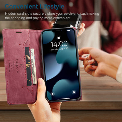AUTSPACE A01 Series Retro Matte Leather Wallet Case with RFID Blocking Stand Flip Magnetic Cover for iPhone 13 Pro Max 6.7 inch
