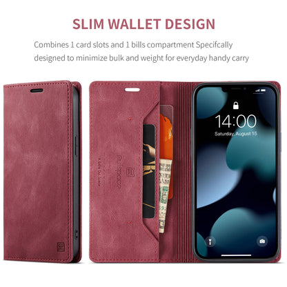AUTSPACE A01 Series Retro Matte Leather Wallet Case with RFID Blocking Stand Flip Magnetic Cover for iPhone 13 Pro Max 6.7 inch